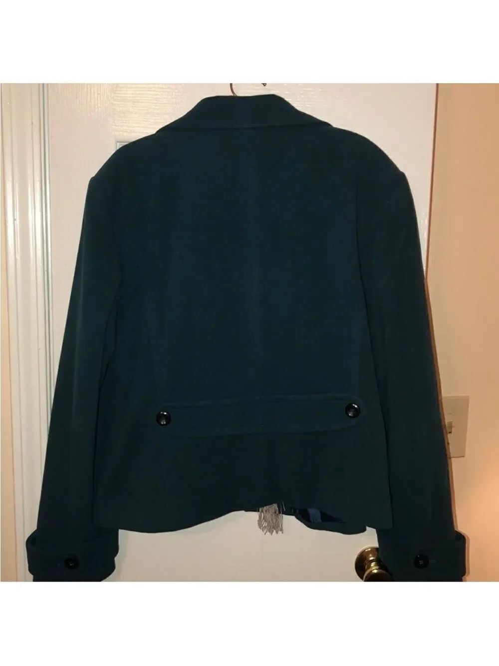 XXL Two Button Front Collared Teal Pea Coat - Picture 2 of 10